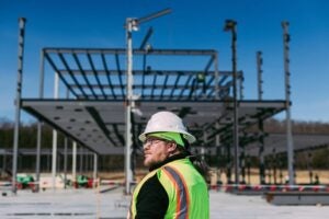 Vertical construction at TRISO-X’s TX-1 fuel fabrication facility in Oak Ridge, Tennessee, began Nov. 17, 2025. On Feb. 13, 2026, the U.S. Nuclear Regulatory Commission issued the first-ever U.S. approval of a Category II fuel fabrication facility for the project. Courtesy: X-energy